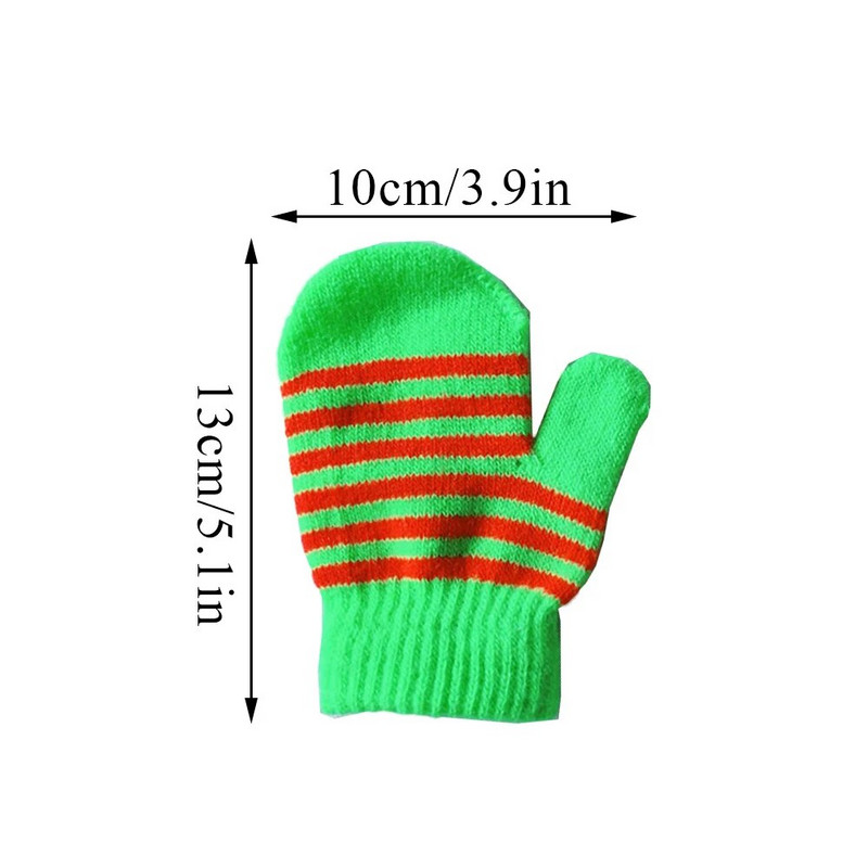 1-5Y Dvojfarebné pruhované detské palčiaky, zimné teplé detské dievčenské rukavice, pletené detské batoľacie hrubé rukavice s plnými prstami, veľkoobchod