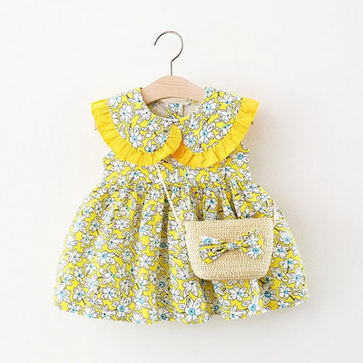 2023. aasta suverõivad väikelaste kleidid vastsündinutele tüdrukute riided armsad lilled, varrukateta puuvillane prints Printsessi rannakleit + päikesekübar
