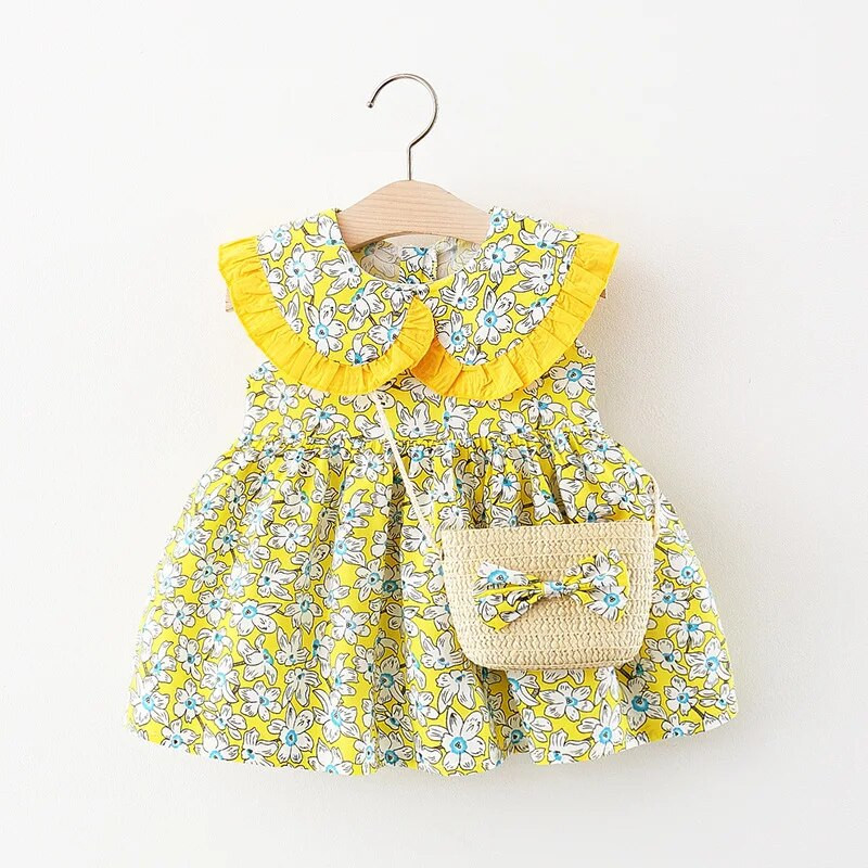 2023. aasta suverõivad väikelaste kleidid vastsündinutele tüdrukute riided armsad lilled, varrukateta puuvillane prints Printsessi rannakleit + päikesekübar