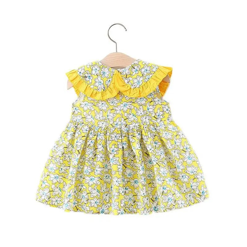 2023. aasta suverõivad väikelaste kleidid vastsündinutele tüdrukute riided armsad lilled, varrukateta puuvillane prints Printsessi rannakleit + päikesekübar