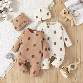 【Pălărie cadou】Set Bebeluș Unisex Băiat Fată Nou-Născut Onesies Salopetă 0-18 luni Îmbrăcăminte pentru copii mici Salopetă cu mânecă lungă pentru sugari din desene animate