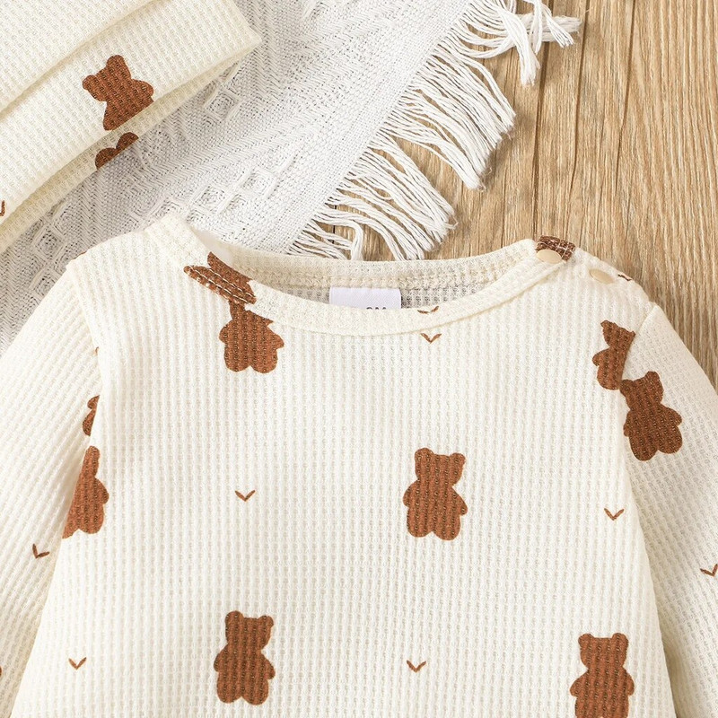 【Καπέλα δώρου】Σετ Μωρό Unisex Αγόρι Κοριτσάκι Νεογέννητο Onesies Romper 0-18 μηνών Βρεφικά ρούχα μακρυμάνικη φόρμα κινουμένων σχεδίων για αρκούδα