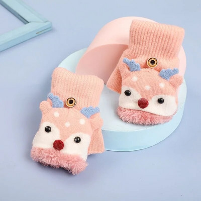 Mănuși calde pentru fete, iarnă, mănuși pentru copii, tricotate, desene animate, mănuși de elan, accesorii de Crăciun варежки детские зимние