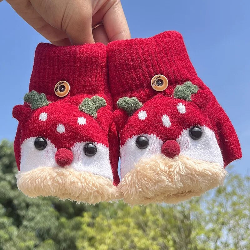 Mănuși calde pentru fete, iarnă, mănuși pentru copii, tricotate, desene animate, mănuși de elan, accesorii de Crăciun варежки детские зимние