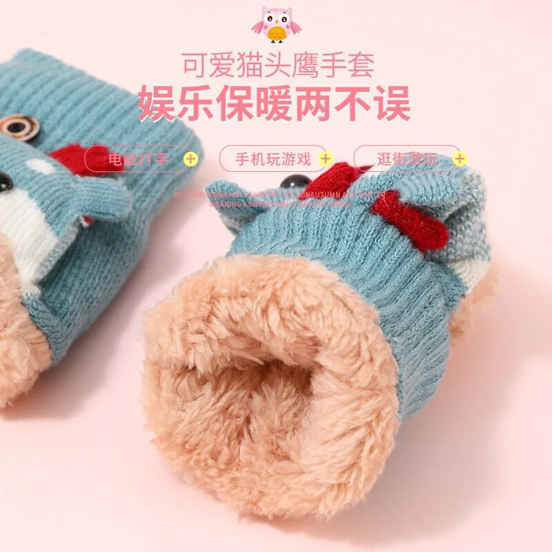 Mănuși calde pentru fete, iarnă, mănuși pentru copii, tricotate, desene animate, mănuși de elan, accesorii de Crăciun варежки детские зимние