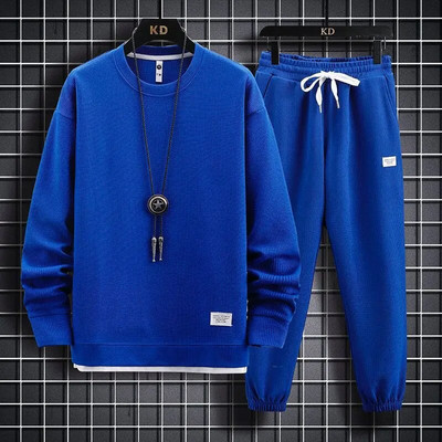 Seturi de costume pentru bărbați cu vafe, hanorac și pantaloni ocazional cu mâneci lungi pentru sport Tricou pentru bărbați Hanorac cu glugă Set de pantaloni casual, cu o formă lejeră