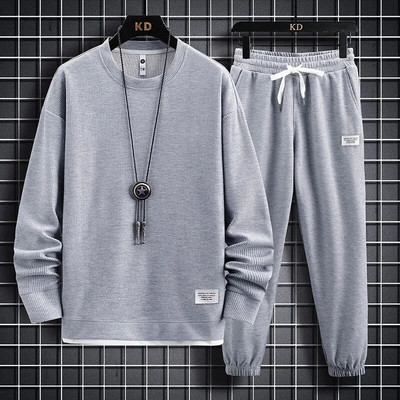 Seturi de costume pentru bărbați cu vafe, hanorac și pantaloni ocazional cu mâneci lungi pentru sport Tricou pentru bărbați Hanorac cu glugă Set de pantaloni casual, cu o formă lejeră