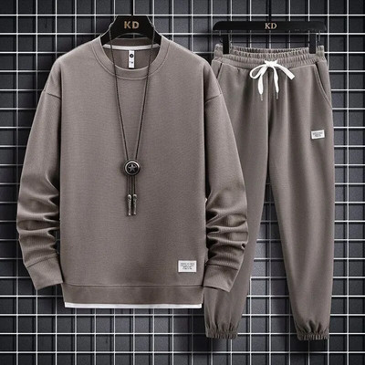 Seturi de costume pentru bărbați cu vafe, hanorac și pantaloni ocazional cu mâneci lungi pentru sport Tricou pentru bărbați Hanorac cu glugă Set de pantaloni casual, cu o formă lejeră