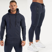 Jesenné ležérne športové oblečenie Pánske mikina s kapucňou Nohavice Sada bavlnenej mikiny Tepláky Pánske telocvične Fitness oblečenie Joggers Teplákové súpravy