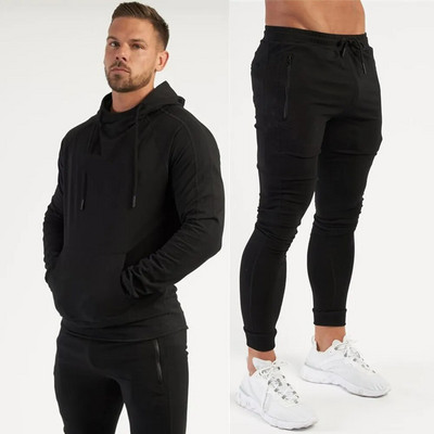 Jesenné ležérne športové oblečenie Pánske mikina s kapucňou Nohavice Sada bavlnenej mikiny Tepláky Pánske telocvične Fitness oblečenie Joggers Teplákové súpravy