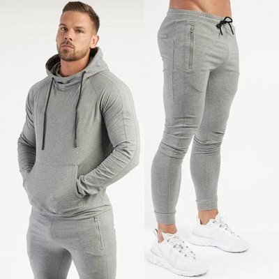 Jesenné ležérne športové oblečenie Pánske mikina s kapucňou Nohavice Sada bavlnenej mikiny Tepláky Pánske telocvične Fitness oblečenie Joggers Teplákové súpravy
