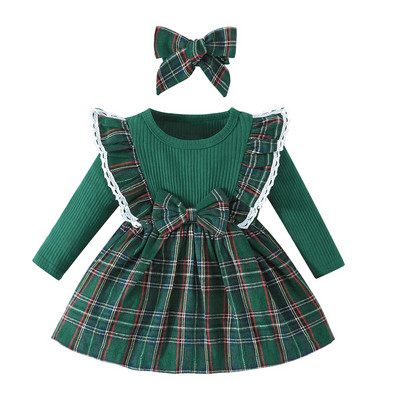 Citgeett Φθινοπωρινό χριστουγεννιάτικο φόρεμα για μωρά για μωρά ρούχα καρό συνονθύλευμα μακρυμάνικο φόρεμα φθινοπώρου Casual πριγκίπισσα φόρεμα