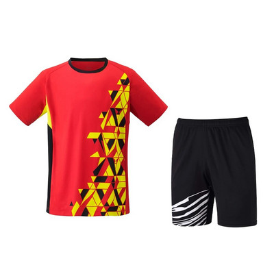 Uniforme sportive pentru bărbați Confort cool Tenis de badminton Mâneci scurte Tenis de masă pentru bărbați și femei Costum respirabil Tricou cu gât rotund