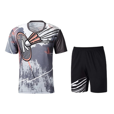Uniforme sportive pentru bărbați Confort cool Tenis de badminton Mâneci scurte Tenis de masă pentru bărbați și femei Costum respirabil Tricou cu gât rotund