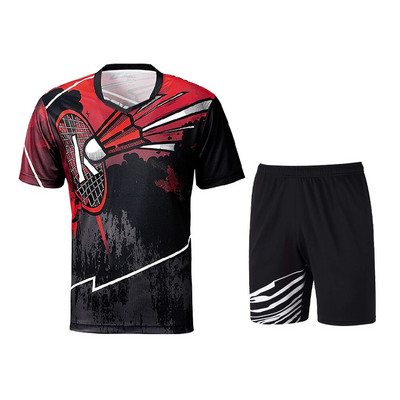 Uniforme sportive pentru bărbați Confort cool Tenis de badminton Mâneci scurte Tenis de masă pentru bărbați și femei Costum respirabil Tricou cu gât rotund