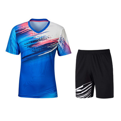 Uniforme sportive pentru bărbați Confort cool Tenis de badminton Mâneci scurte Tenis de masă pentru bărbați și femei Costum respirabil Tricou cu gât rotund