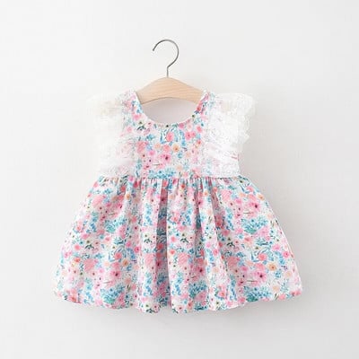Καλοκαιρινό μωρό κοριτσάκι αμάνικο φόρεμα με βολάν με φλοράλ βαμβακερό κοντό μανίκι Νεογέννητα παιδικά φορέματα Ρούχα
