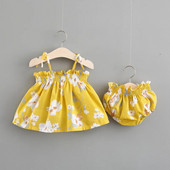 3 tk väikelaste suverõivad, lillelised rihmaga püksid + elastsed vööpüksid + juuksepael tüdrukutele, 0–18 kuud