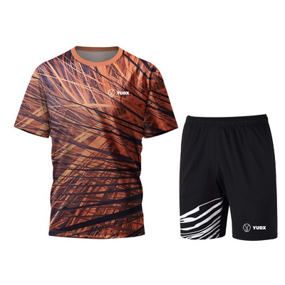 Yudx Summer Tricou pentru bărbați cu uscare rapidă, clasic, design de bază, tricou pentru badminton, set de pantaloni scurți 2023, alergare, golf, casual, respirabil, set sport