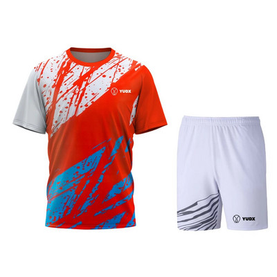 Yudx Summer Tricou pentru bărbați cu uscare rapidă, clasic, design de bază, tricou pentru badminton, set de pantaloni scurți 2023, alergare, golf, casual, respirabil, set sport