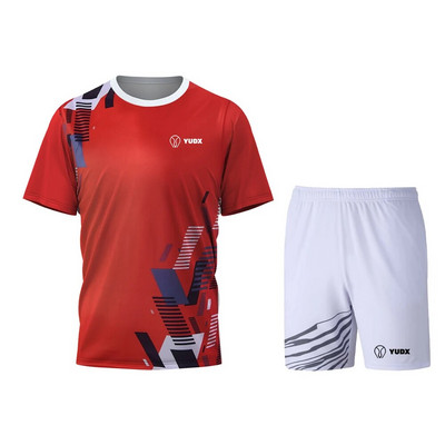 Yudx Summer Tricou pentru bărbați cu uscare rapidă, clasic, design de bază, tricou pentru badminton, set de pantaloni scurți 2023, alergare, golf, casual, respirabil, set sport