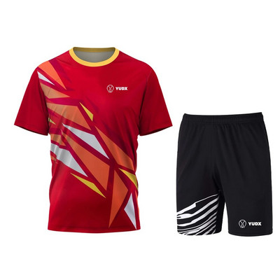 Yudx Summer Tricou pentru bărbați cu uscare rapidă, clasic, design de bază, tricou pentru badminton, set de pantaloni scurți 2023, alergare, golf, casual, respirabil, set sport