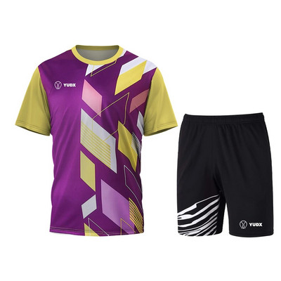 Yudx Summer Tricou pentru bărbați cu uscare rapidă, clasic, design de bază, tricou pentru badminton, set de pantaloni scurți 2023, alergare, golf, casual, respirabil, set sport