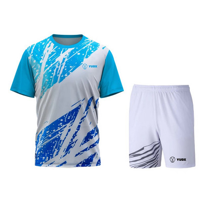 Yudx Summer Tricou pentru bărbați cu uscare rapidă, clasic, design de bază, tricou pentru badminton, set de pantaloni scurți 2023, alergare, golf, casual, respirabil, set sport