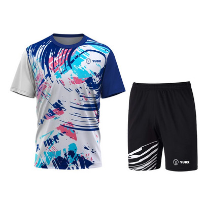 Yudx Summer Tricou pentru bărbați cu uscare rapidă, clasic, design de bază, tricou pentru badminton, set de pantaloni scurți 2023, alergare, golf, casual, respirabil, set sport