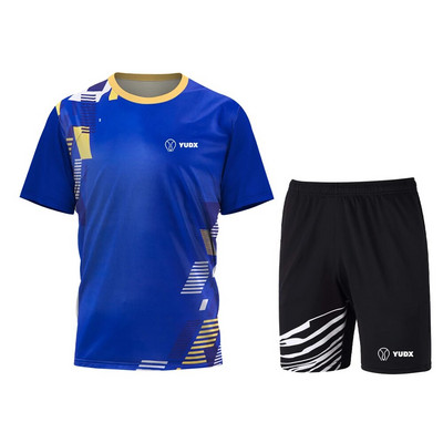 Yudx Summer Tricou pentru bărbați cu uscare rapidă, clasic, design de bază, tricou pentru badminton, set de pantaloni scurți 2023, alergare, golf, casual, respirabil, set sport