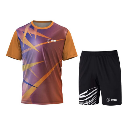Yudx Summer Tricou pentru bărbați cu uscare rapidă, clasic, design de bază, tricou pentru badminton, set de pantaloni scurți 2023, alergare, golf, casual, respirabil, set sport