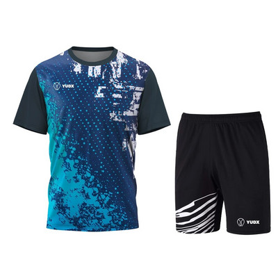 Yudx Summer Tricou pentru bărbați cu uscare rapidă, clasic, design de bază, tricou pentru badminton, set de pantaloni scurți 2023, alergare, golf, casual, respirabil, set sport