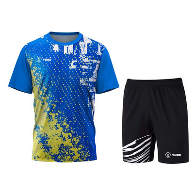 Yudx Summer Tricou pentru bărbați cu uscare rapidă, clasic, design de bază, tricou pentru badminton, set de pantaloni scurți 2023, alergare, golf, casual, respirabil, set sport