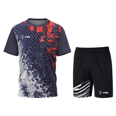 Yudx Summer Tricou pentru bărbați cu uscare rapidă, clasic, design de bază, tricou pentru badminton, set de pantaloni scurți 2023, alergare, golf, casual, respirabil, set sport