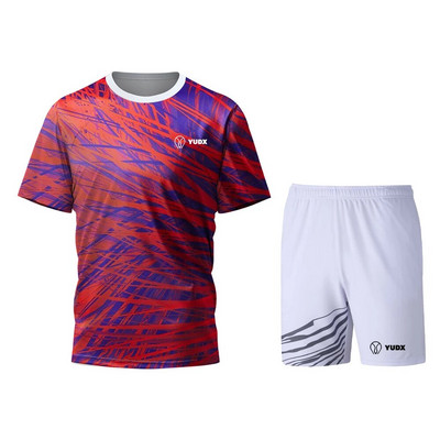Yudx Summer Tricou pentru bărbați cu uscare rapidă, clasic, design de bază, tricou pentru badminton, set de pantaloni scurți 2023, alergare, golf, casual, respirabil, set sport