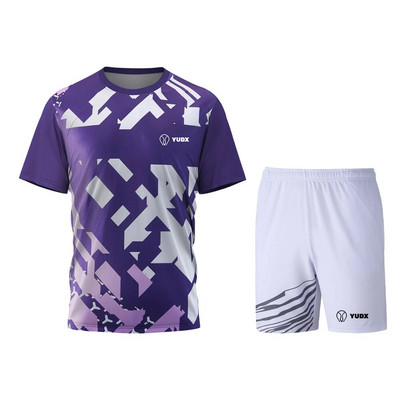 Yudx Summer Tricou pentru bărbați cu uscare rapidă, clasic, design de bază, tricou pentru badminton, set de pantaloni scurți 2023, alergare, golf, casual, respirabil, set sport