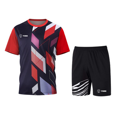Yudx Summer Tricou pentru bărbați cu uscare rapidă, clasic, design de bază, tricou pentru badminton, set de pantaloni scurți 2023, alergare, golf, casual, respirabil, set sport