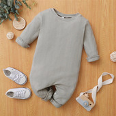 0-18M Kūdikio berniuko šliaužtinukai Vienspalviai rūbai ilgomis rankovėmis Body Boy Toddler Boy Kombinezonas Kostiumas Kūdikių žaidimo kostiumas Apranga Minkšta Pižama