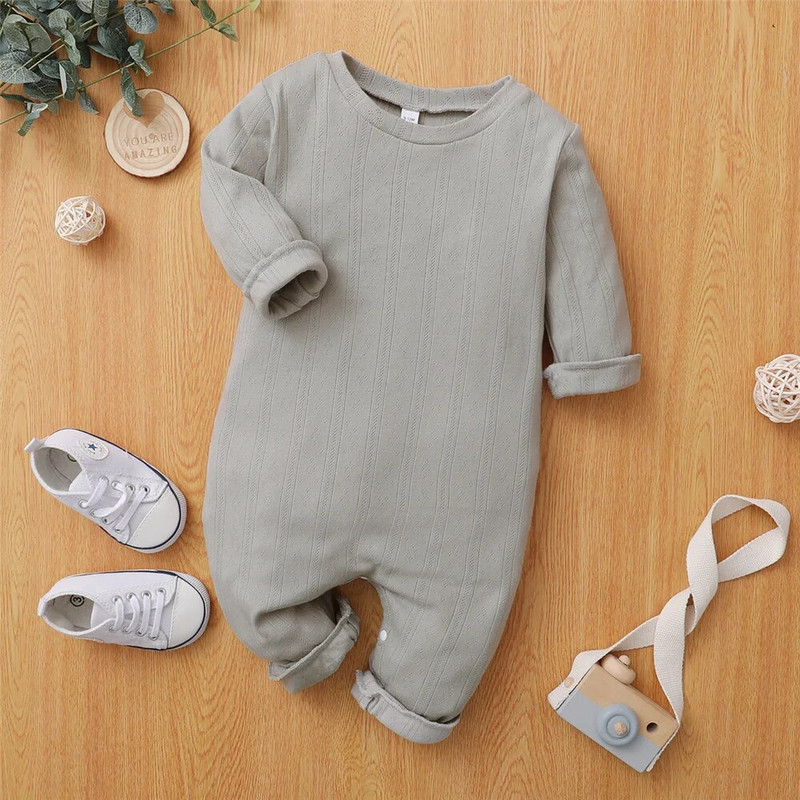 0-18M Kūdikio berniuko šliaužtinukai Vienspalviai rūbai ilgomis rankovėmis Body Boy Toddler Boy Kombinezonas Kostiumas Kūdikių žaidimo kostiumas Apranga Minkšta Pižama