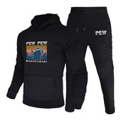 Hot Pew Pew Madafakas Costum sport unisex Toamnă-Iarnă Hanorace + pantaloni de trening cu benzi desenate Imprimate Set 2 buc. Îmbrăcăminte sportivă în aer liber