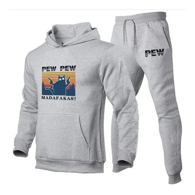 Hot Pew Pew Madafakas Costum sport unisex Toamnă-Iarnă Hanorace + pantaloni de trening cu benzi desenate Imprimate Set 2 buc. Îmbrăcăminte sportivă în aer liber