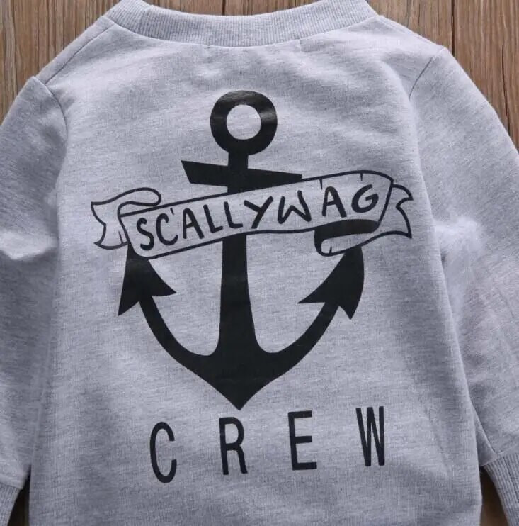 Lastele beebitüdrukute poiste rõivakomplektid 2023. aasta kevadsügisene pikkade varrukatega hall määrdunud Harry kampsun + kakivärvi püksid, 2 tk väikelaste imikute komplektid