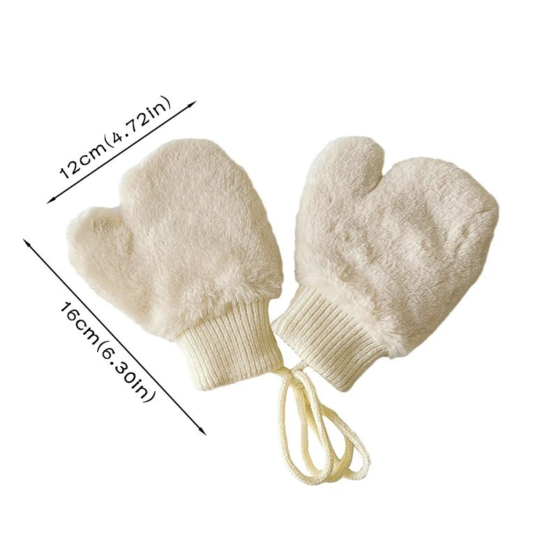 Απαλά, βελούδινα παιδικά γάντια μωρού Χειμερινά μονόχρωμα, χοντρά, ζεστά λαιμόκοψη, γάντια που κρέμονται με τα δάχτυλα για αγόρι κορίτσι, αντιανεμικό ζεστό γάντι εξωτερικού χώρου