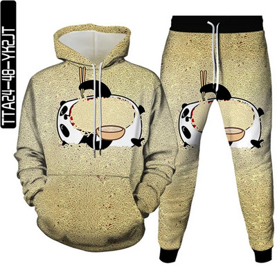 Ανδρικά φθινοπωρινά φούτερ + παντελόνια σετ Animal Panda Monkey Cartoon αθλητικό κοστούμι Γυναικείες φόρμες Ρούχα Casual πουλόβερ με κουκούλα + παντελόνι