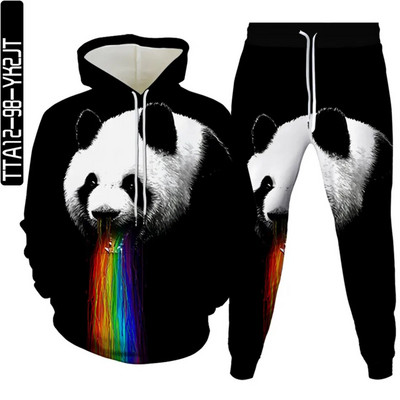 Ανδρικά φθινοπωρινά φούτερ + παντελόνια σετ Animal Panda Monkey Cartoon αθλητικό κοστούμι Γυναικείες φόρμες Ρούχα Casual πουλόβερ με κουκούλα + παντελόνι