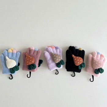 6M-2Y Модни детски удебелени плетени ръкавици Топли зимни ръкавици с цял пръст Детски разтегливи ръкавици Момче Момиче Аксесоари за бебета