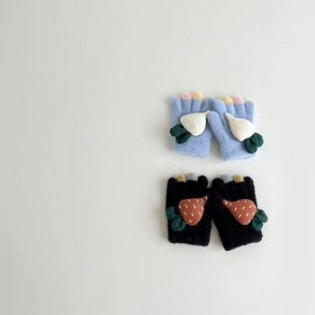 6M-2Y Модни детски удебелени плетени ръкавици Топли зимни ръкавици с цял пръст Детски разтегливи ръкавици Момче Момиче Аксесоари за бебета