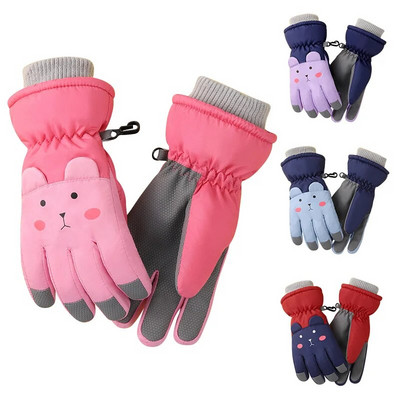 Winter Warm Kids Ski Gloves Snowboard Snow Sport Glove Children Boys Girl Waterproof Thicken Plush Mittens Keep Finger Warm 2023