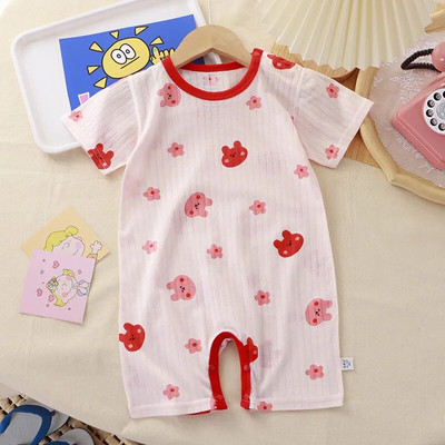 Ljetna pidžama za novorođenčad, kratkih rukava, modni kostim za dojenčad, dječački kombinezon s otisnutim medvjedom i kratkim rukavima.