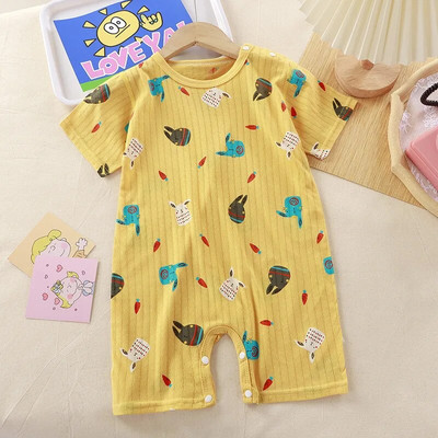 Ljetna pidžama za novorođenčad, kratkih rukava, modni kostim za dojenčad, dječački kombinezon s otisnutim medvjedom i kratkim rukavima.